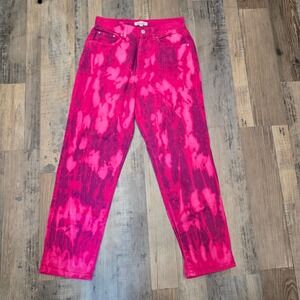 VRG GRL Pink Purple Tie Dye Straight Leg Jeans High Rise Button Fly AU 8 → US 4